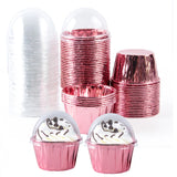 Triogift  25/50pcs Foil Cupcake Liners Heat Resistant Aluminum Cake Cups Round Baking Cups with Lids Kitchen Wedding birthday Party Supply