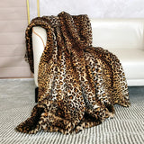 Triogift  Luxury leopard Faux Fur winter blanket high-end plush Bedspread on the bed plaid cover sofa blankets for living room bedroom