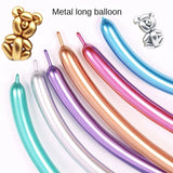 Triogift 10/20pcs Magic Glossy Metal Latex Balloons Long Shape Thick Chrome Metallic Colors Air Balls Globos Birthday Party Decorations