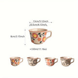 Triogift  -  1pc 330ml 11.16oz Flowers Pattern Coffee Mug Ceramic Coffee Cup Vintage Tea Cup Gifts For Family Coworkers Birthday Day Gifts