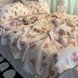 Triogift French Romantic Little Bear Office Lunch Rest by Two Small Fragmented Flowers Air Conditioning Quilt in Summer