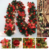 Triogift 2.7m LED Light Christmas Rattan wreath Luxury Christmas Decorations Garland Decoration Rattan with Lights Xmas Home Party