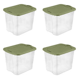 Triogift Sterilite 95 Qt. EZ Carry Plastic, Clear/Sage Legume, 4 Furniture Decoration Classical Elegance Storage Boxes