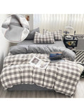 Triogift Japan Style Duvet Cover Geometric Plaid Single/Queen/King Quilt Cover Washed Cotton dekbedovertrek 200x200(pillowcase need order