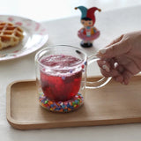 Triogift  -   Shining Fairy Double Layer Quicksand Water Cup Big Ear Coffee Breakfast Heat Insulation Bubble Sequin Creative Glass