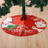 Triogift 90cm Christmas Tree Skirt Red Rustic Snowflake Santa Claus Printed Xmas Tree Carpet Christmas Decor Mat New Year Decor For Home