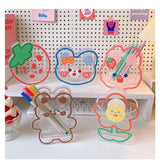 Triogift Kawaii Transparent Acrylic Pen Holder Desktop Organizer INS New Fashion Cute Bear Bunny Office Stationery Cosmetics Storage Box