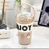 Triogift  -  Cute Thermos For Hot Coffee Tea Travel Mug Stainless Steel Water Bottle Insulated Tumbler Portable Vacuum Flask Thermal Cup450ml