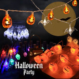 Triogift  1.5m 10 Led Halloween Pumpkin Ghost Skeletons Bat Spider Led Light String Festival Bar Home Party Decor Halloween Ornament