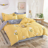 Triogift Cotton Bedding Set 3Pcs, Daisy Flower Pattern Duvet Cover 2Pillowcases, Reactive Printing Dyeing, No Fading No-pilling,16Sizes