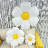 Triogift 1/10Pcs Daisy Balloon Huge White Flower Aluminum Foil Balloons for Birthday Baby Shower Wedding Daisy Party Decorations Supplies