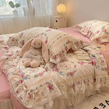 Triogift Summer Quilt   2024 New  Cotton Korean Ins Lace Fragmented Series  Air Condition Quilt High Quality Summer Blanket set