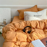 Triogift INS Style Bedding Comforter Cover Set with Pillowcase bed sheet Single Full Bed Linen Orange Duvet Cover Queen/King Double Bed