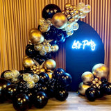 Triogift 107pcs Black Gold Balloon Set. Graduation Season New Year's Retirement Wedding Birthday Gender Reveal Party Supplies Decoration