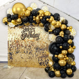 Triogift Black Gold Balloon Arch Garland Kit Confetti Balloons Birthday Party Decorations Adults Wedding Anniversary Balloon Baby Shower