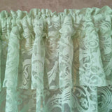 Triogift 1PC Green Pearls Double Layer Short Curtain for Kitchen Sheer Voile Drape Lace Wave Bottom Dustproof Door Cupboard #E