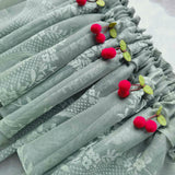 Triogift  Green Double Layers Short Curtain With Red Cherries for Kitchen Cabinet Small Window White Half Drape Blinds #E