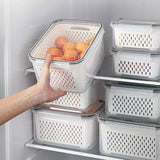 Triogift Refrigerator Storage Box Fridge Organizer Fresh Vegetable Fruit Boxes Drain Basket Storage Containers Pantry Kitchen Organizer