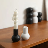 Triogift Ceramic Candle Holder Nordic Style Taper Candlesticks Holder for Centerpieces Wedding Decorations Black White Color