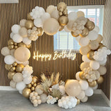 Triogift White Gold Balloon Garland Kit Birthday Baby Shower Balloons Arch Kit Latex Ballon Chain Wedding Party Decoration