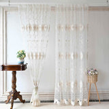 Triogift Luxury Pearls Velvet Curtain for Living Room Embroidery Voile Drape Lace Wave Bottom Study Window Bedroom Custom