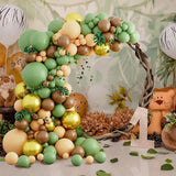 Triogift Sage Green Balloon Arch Yellow White Gold Balloons Garland Kit Baby Shower Gender Reveal Decoration Jungle Theme Party Globos