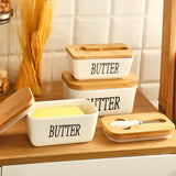 Triogift Butter Container Ceramic Box Restaurant Sealed Storage Box Cheese Boxwith Knife Butter Slicer Butter Dish Tableware