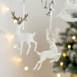 Triogift Christmas Tree Hanging Pendants Glitter white deer Ornaments Xmas Elk  Christmas Decorations For Home Kids Toy New Year