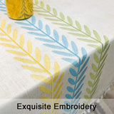 Triogift Embroidery Tassel Tablecloth,Cotton Linen Dust Proof Dinner Table Cover,for Kitchen Dining Room Party Home Tabletop Decoration