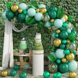 Triogift Green Balloon Garland Arch Kit Metallic Confetti Baloon Jungle Safari Party Supplies Birthday Party Decor Baby Shower Globos