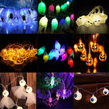 Triogift  1.5m 10Led Halloween Pumpkin Ghost Skeletons Bat Spider Led Light String Festival Bar Home Party Decor Halloween Ornament