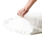 Triogift Modern White Ruffle Pillow Sham Decorative Washed Cotton Pillowcases Princess Style Pillow Cover Cushion 48x74cm