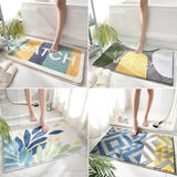 Triogift Microfiber Fleece Floor Mat Rainbow Carpet Bath Room Flower Rugs Water Absorbent Non-Slip Soft Bathmats Machine Washable Decor