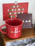 Triogift  -  Creative Red Christmas Tree Graffiti Waisted Ceramic Mug Simple Handle Niche Design Household Heat-resistant Coffee Cup