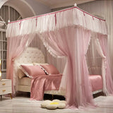 Triogift  Palace bed Mosquito Net Double Layer Bed Canopy four door Bed Valance garden bedroom wedding decoration Bed cover bed Curtains