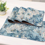 Triogift 6PCS American Jacquard Placemat Flower Western Food Thermal Insulation Mat Heat Resistant Washable Wipe for Kitchen Table Decor