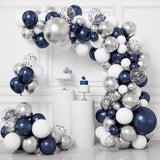 Triogift Navy Blue Silver Balloon Garland Arch Kit Confetti Ballons Birthday Party Decor Kids Baby Shower Graduation Decor Wedding Supply