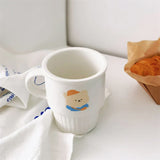 Triogift  -  Ins Korean-style Ceramic Mug Cartoon Bear Breakfast Milk Cup Large Capacity Cute Simple Household Water Cup