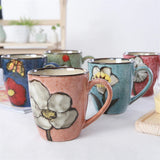 Triogift  -  Korean Style Retro Hand-painted Creative Mug Personalized Simple Ceramic Coffee Cup Household Large Capacity Juice Drink Milk Cu