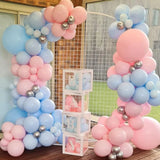 Triogift Baby Shower Decor Balloons Garland Pastel Pink Blue Silver Balloon Arch Kit Kids Birthday Party Gender Reveal Decoration Globos