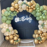 Triogift Sage Green Balloon Arch Yellow White Gold Balloons Garland Kit Baby Shower Gender Reveal Decoration Jungle Theme Party Globos