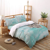 Triogift  Marble Gradient Solid Color Phnom Penh Aqua Comfortable Household Goods Bedroom Bed Luxury Duvet Cover 2/3/4 Pieces