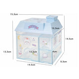 Triogift Transparent Desktop Storage Box Creative Small House Pen Holder Student Kawaii Stationery Cosmetic Organizer Rack Drawer Cute