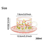 Triogift  -  1 Set Creative Coffee Cup Plate Set Korean Cups Hand-Painted Plant Flower Coffee Mug Home Kitchen Drinkware Espresso Cups Gifts