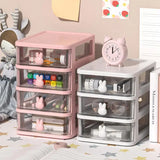 Triogift Small Desk Organizer Storage Drawers Desk Storage Box 4 Tier Clear Cosmetic Makeup Organizer for Arts Crafts Stationary Cosmetic