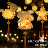 Triogift  Mid-autumn Festival Lantern Gift Luminous Children Cartoon Diy Lantern Stall Ancient Style Portable Rabbit Jade Rabbit Lantern