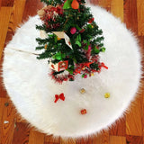 Triogift  78/90/122cm Christmas Tree Skirt White Plush Faux Fur Xmas Tree Carpet Cover Mat Navidad Decoration For Home Decor