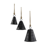 Triogift Wind Chimes 3 Pieces Wall Hanging Decor Tibetan-style Metal Narrow Conical Ornamented Cowbells With Jute Slings Home Decoration