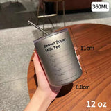 Triogift  -  12oz 20oz Leak Proof Tumbler with Straw Stainless Steel Water Bottle Straw Cup Coffee Mug Vacuum Flask Double Wall Travel Mug