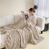 Triogift  High density warm blanket rabbit fur bed linen Coral Fleece Sofa Blankets for winter Microfiber blanket plush Thicken Bed Sheet